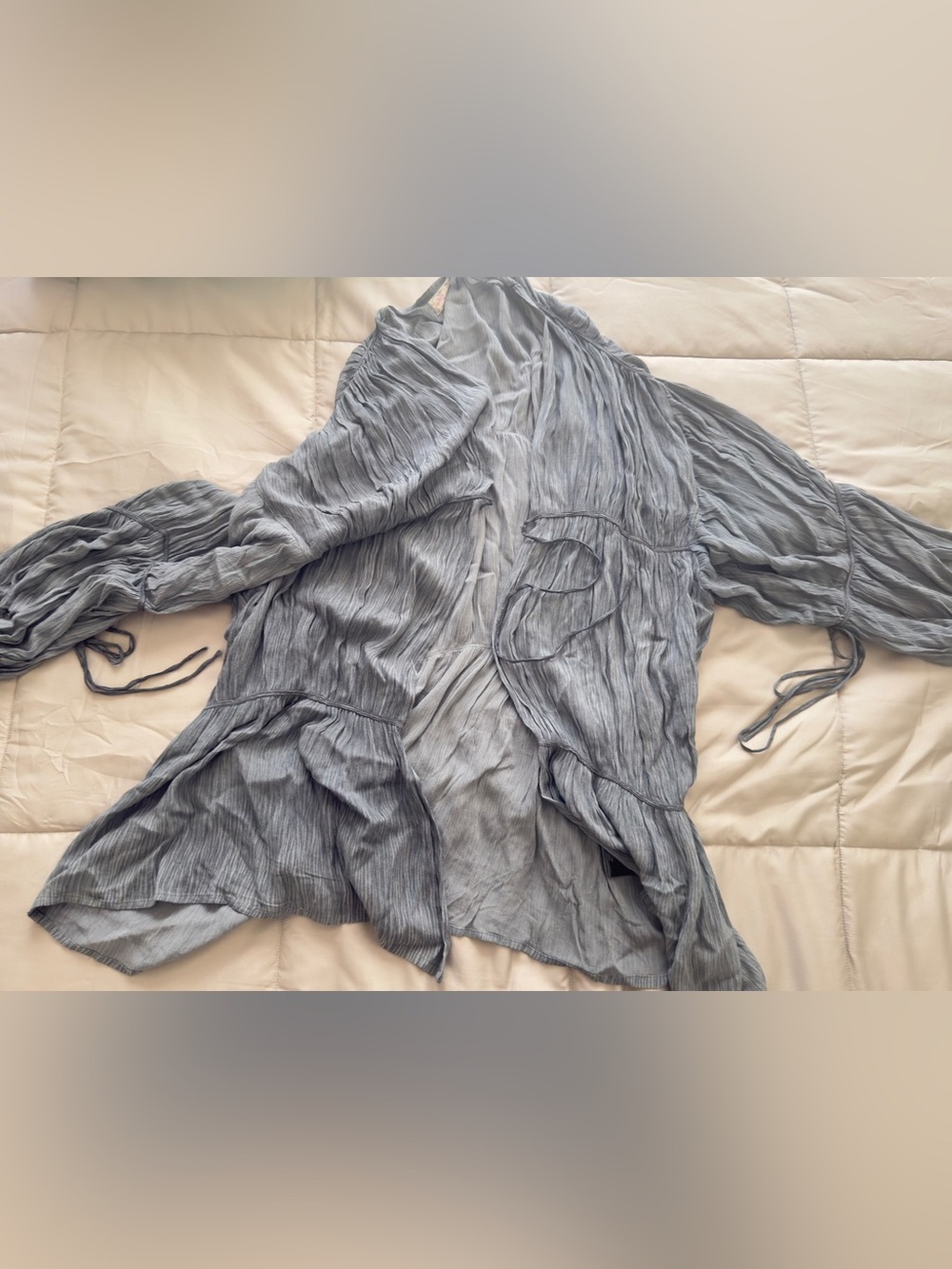 Free People Grey Crinkle Juliet Duster